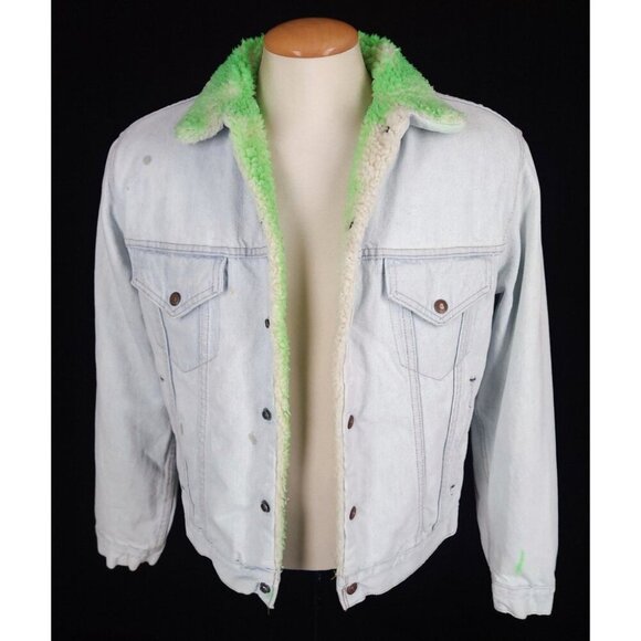 NotSoNormal Look Inside Faux Shearling Denim Jacket M Mens NSN $487 - Picture 11 of 16